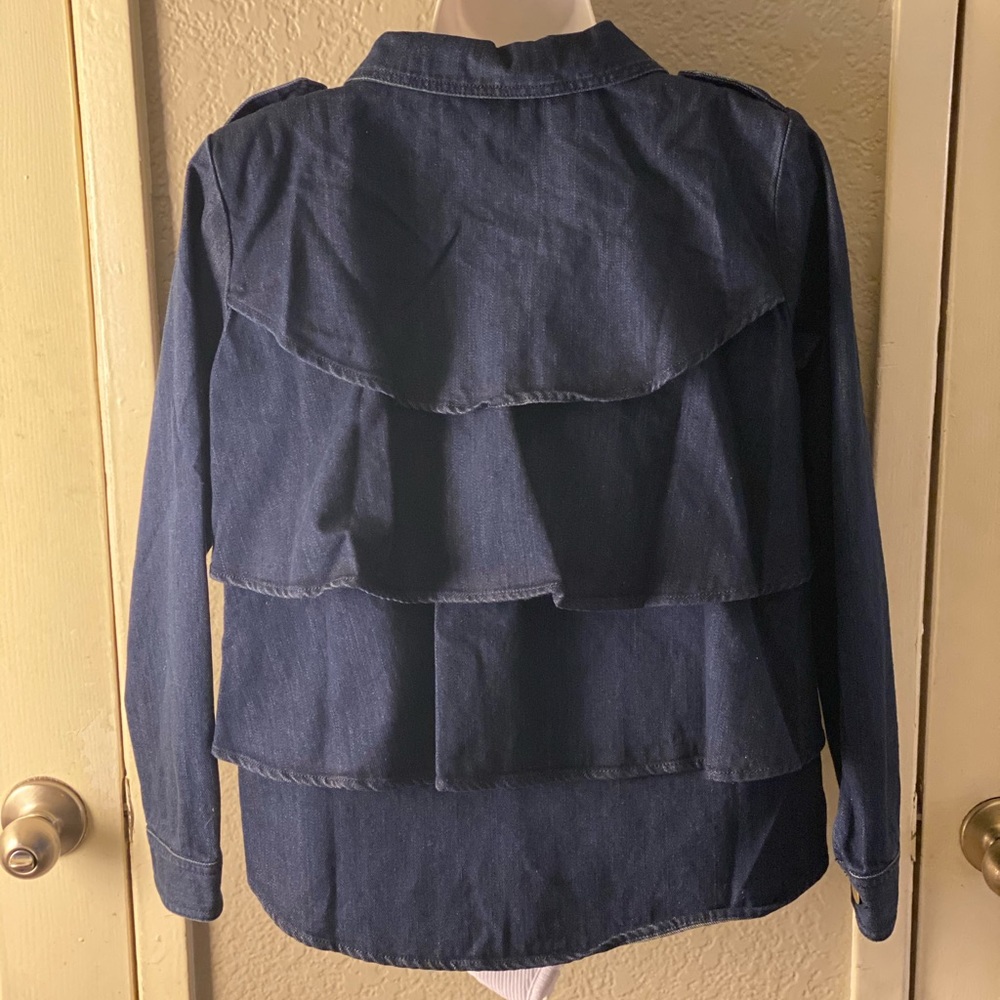 Sugarlips Ruffle Back Denim Jean Jacket - Picture 3 of 8